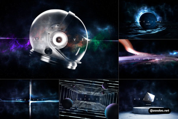 8款未来科幻科技元宇宙星空抽象艺术海报主视觉PSD分层设计素材源文件 Futuristic Sci Fi Space Poster Template