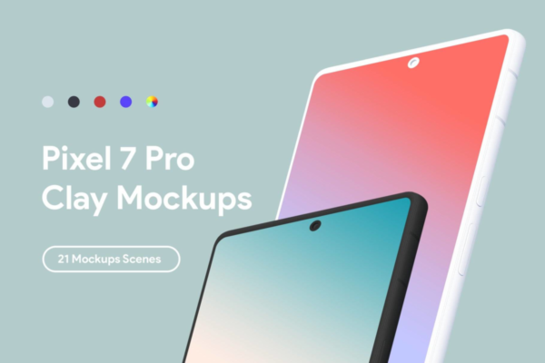 21款逼真陶瓷安卓谷歌Pixel 7 Pro智能手机app ui界面设计ps展示贴图样机模板 Pixel 7 Pro – 21 Clay Mockups Scenes