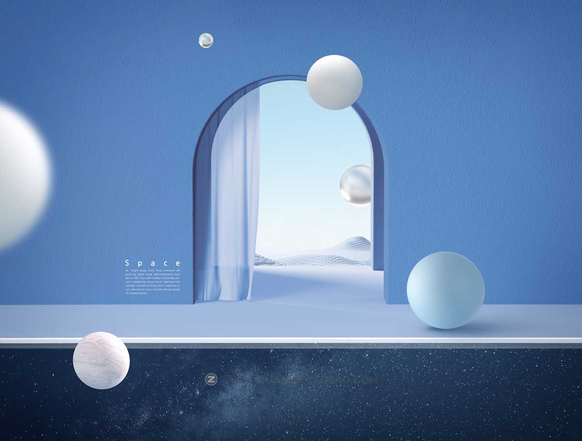15款未来虚拟空间抽象宇宙几何海报主视觉KV设计PS分层模板素材 Virtual Space Geometry Poster Template插图11
