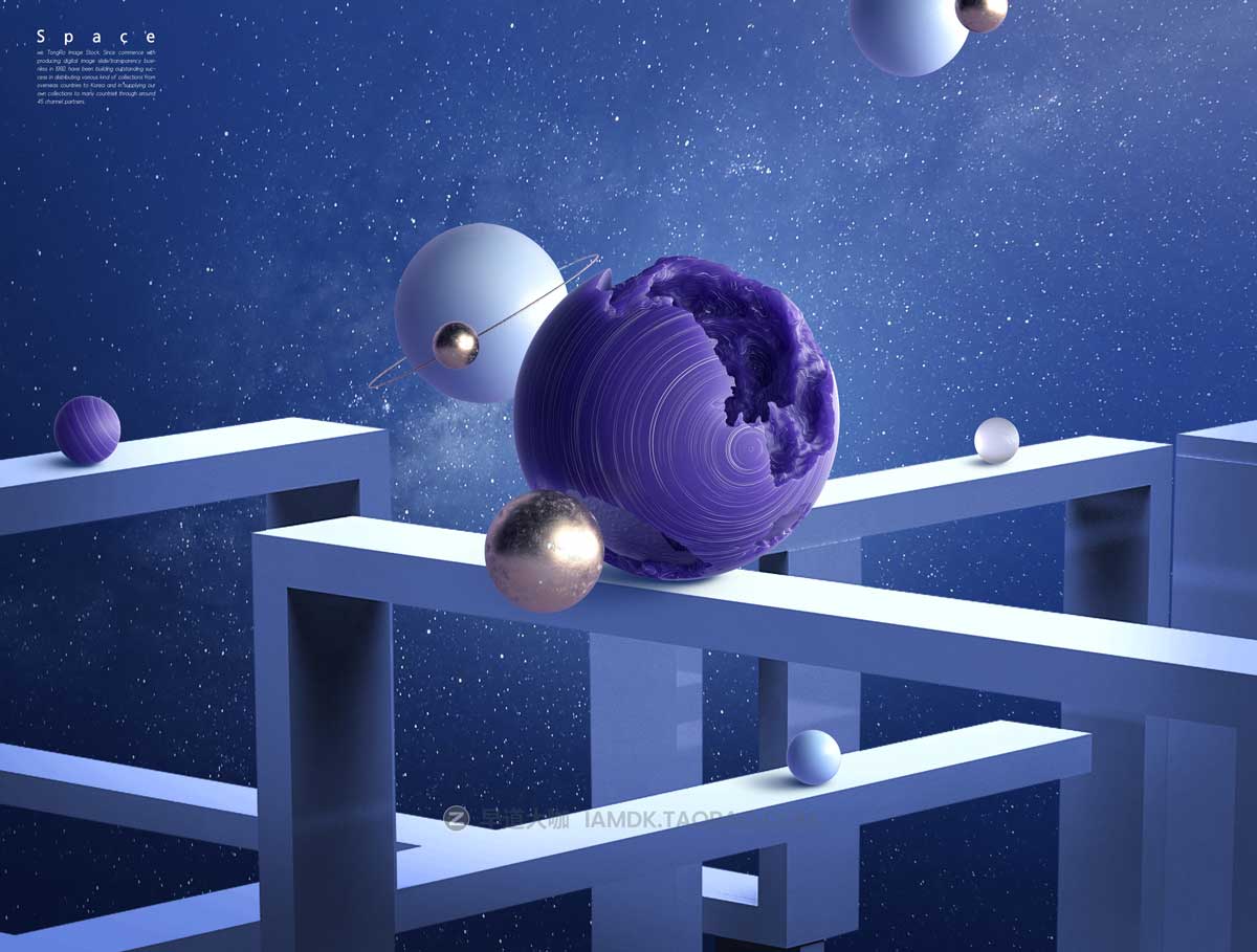 15款未来虚拟空间抽象宇宙几何海报主视觉KV设计PS分层模板素材 Virtual Space Geometry Poster Template插图2