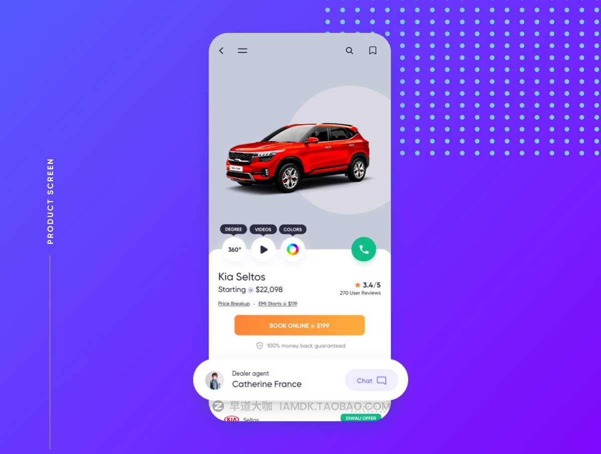 95屏在线卖车汽车租赁APP应用程序界面设计UI套件素材 Carnow – buy rent and sell mobile app UI kit插图2