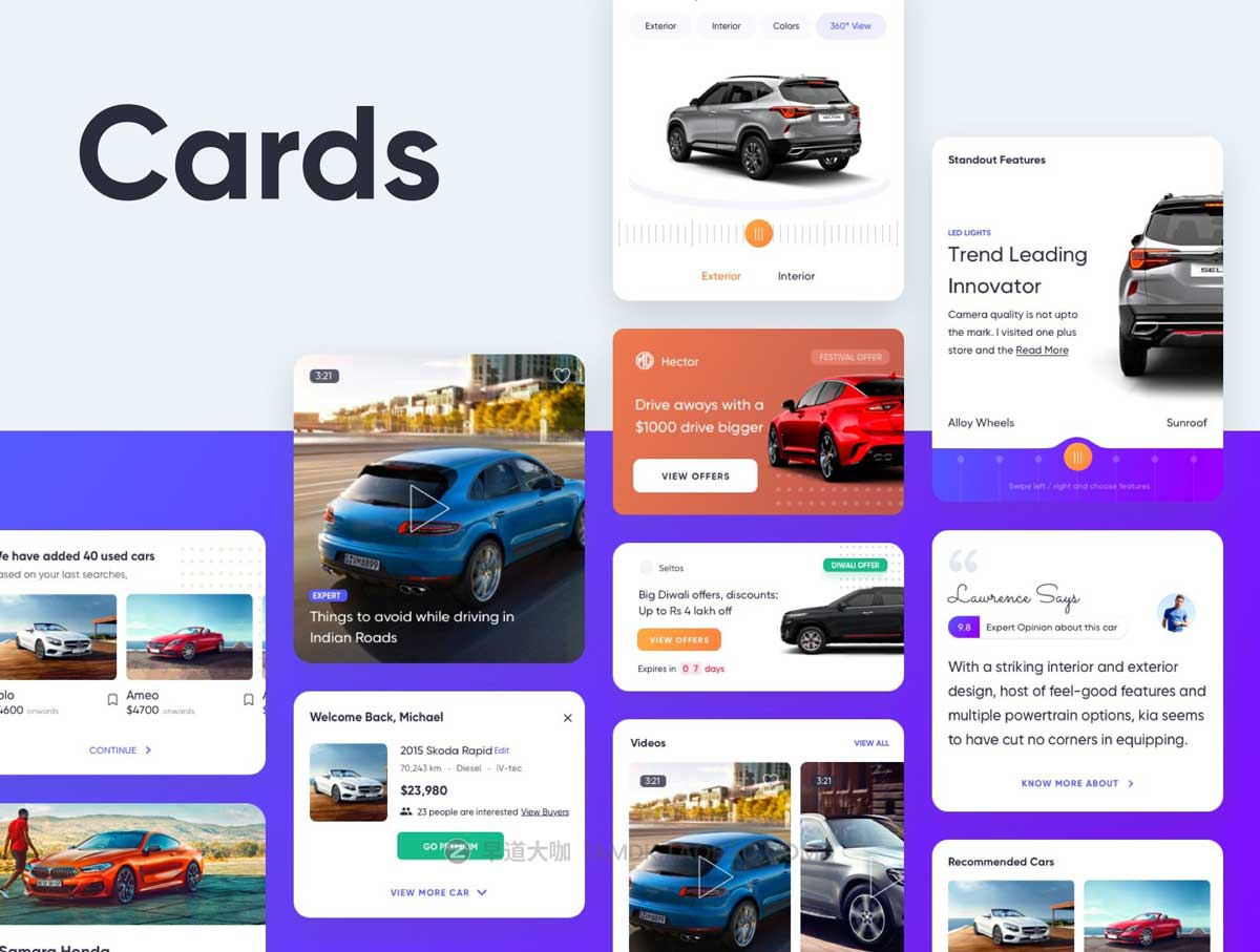 95屏在线卖车汽车租赁APP应用程序界面设计UI套件素材 Carnow – buy rent and sell mobile app UI kit插图3