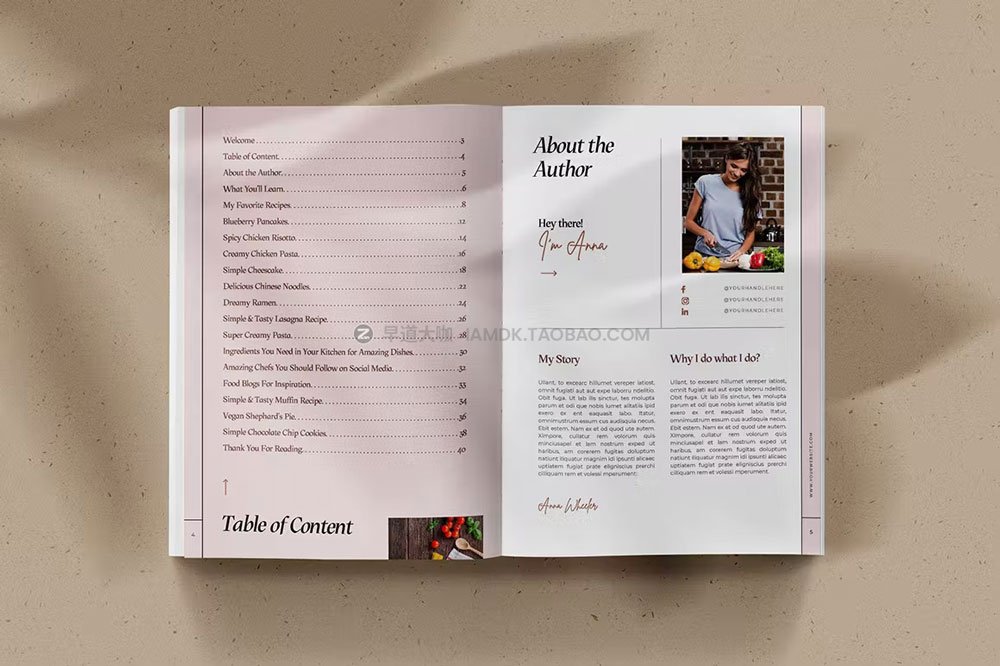 44页时尚厨房美食食谱菜单画册图文排版设计ID源文件素材 Recipe Cookbook Templates for Indesign插图2