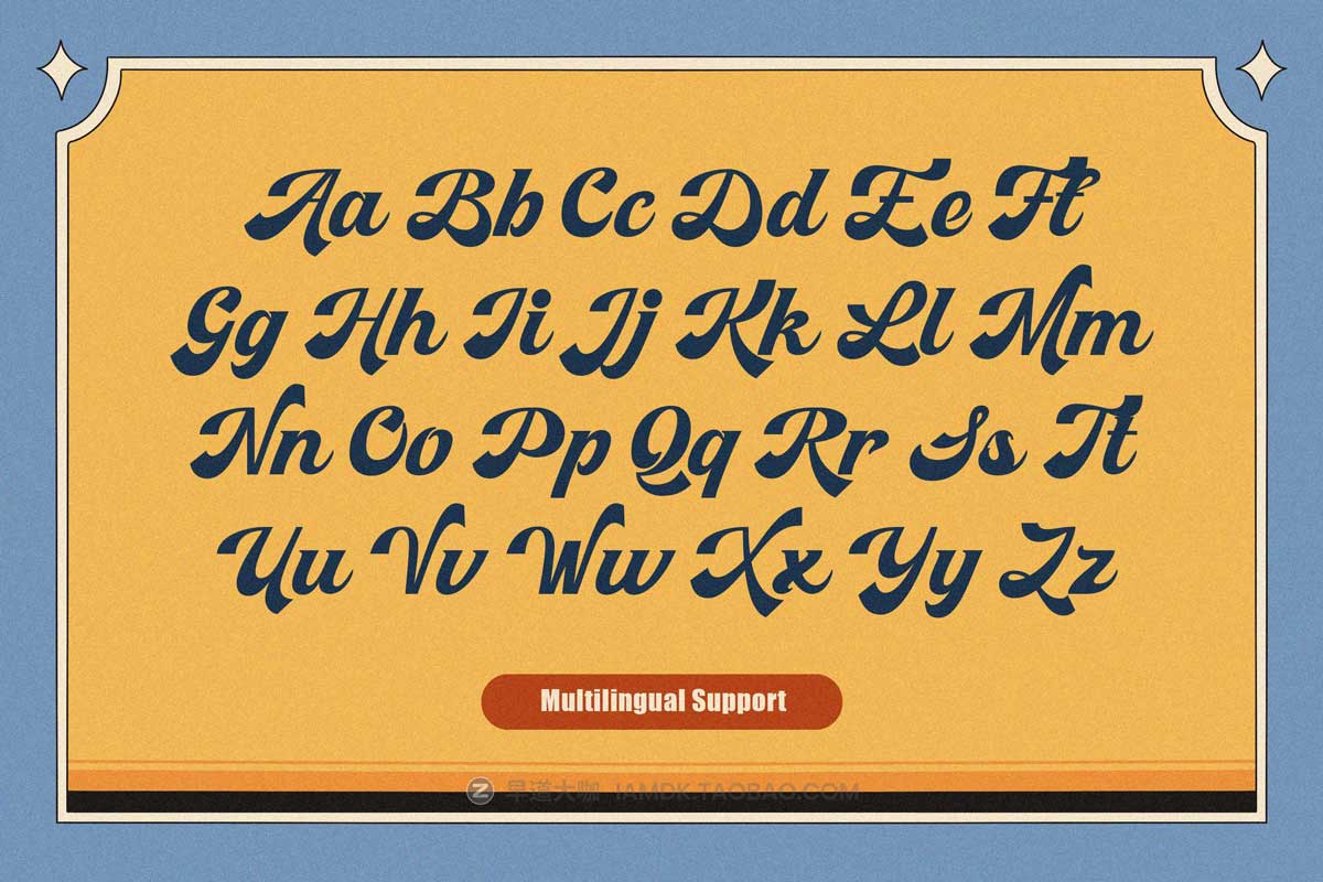 70年代复古俏皮卡通专辑封面标题贴纸设计英文字体安装包 Retro Sanderia – Groovy Font插图2