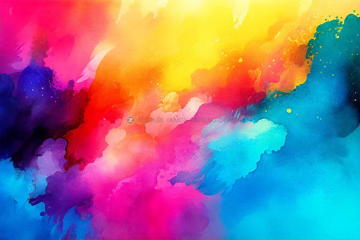 10款多彩油墨水彩抽象数字艺术背景图片设计素材包 Colorful Watercolor Texture Backgrounds插图1