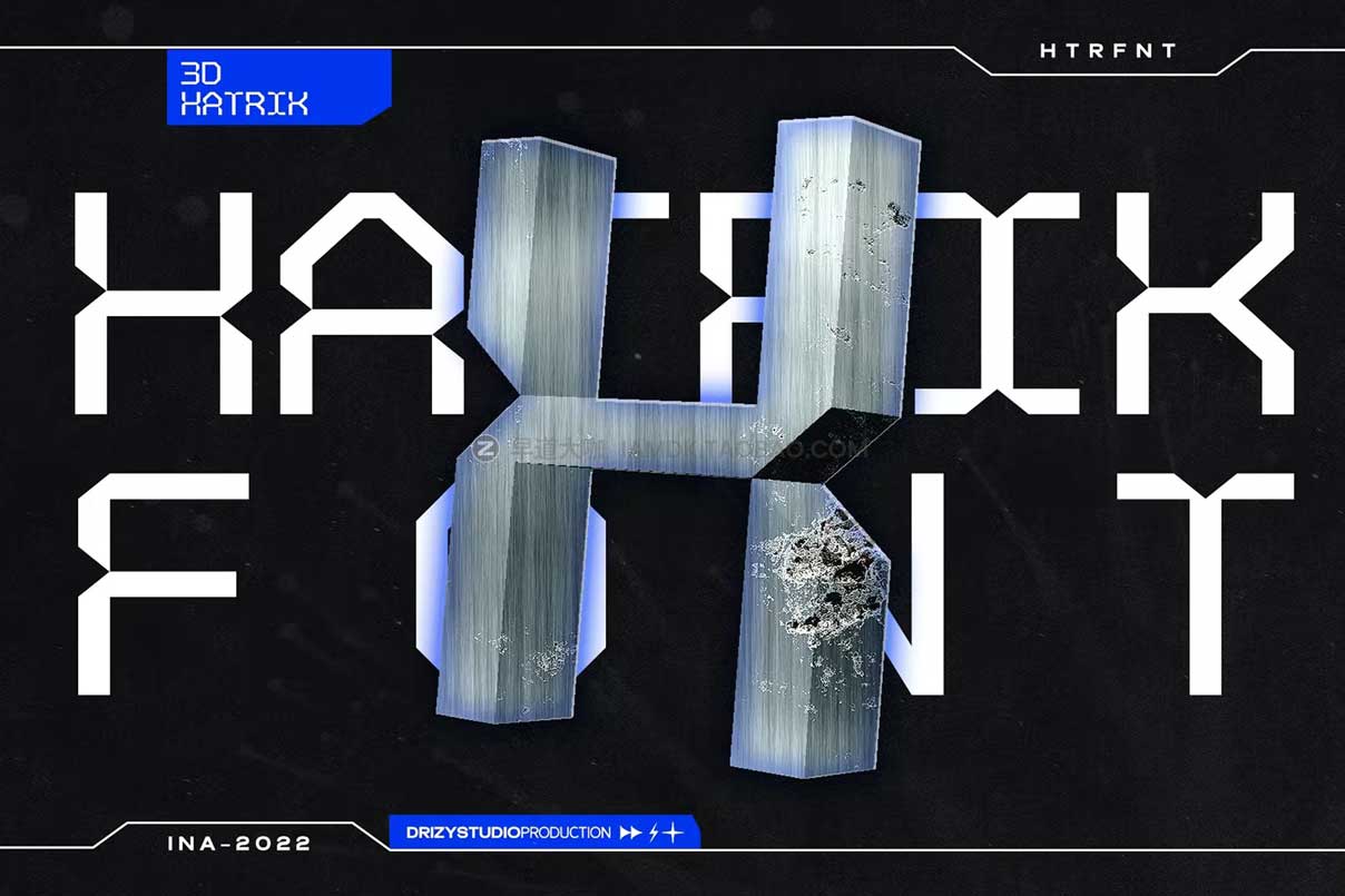 未来科幻机能工业风几何斜角无衬线英文字体安装包 Hatrik – Modern Futuristic Font插图7