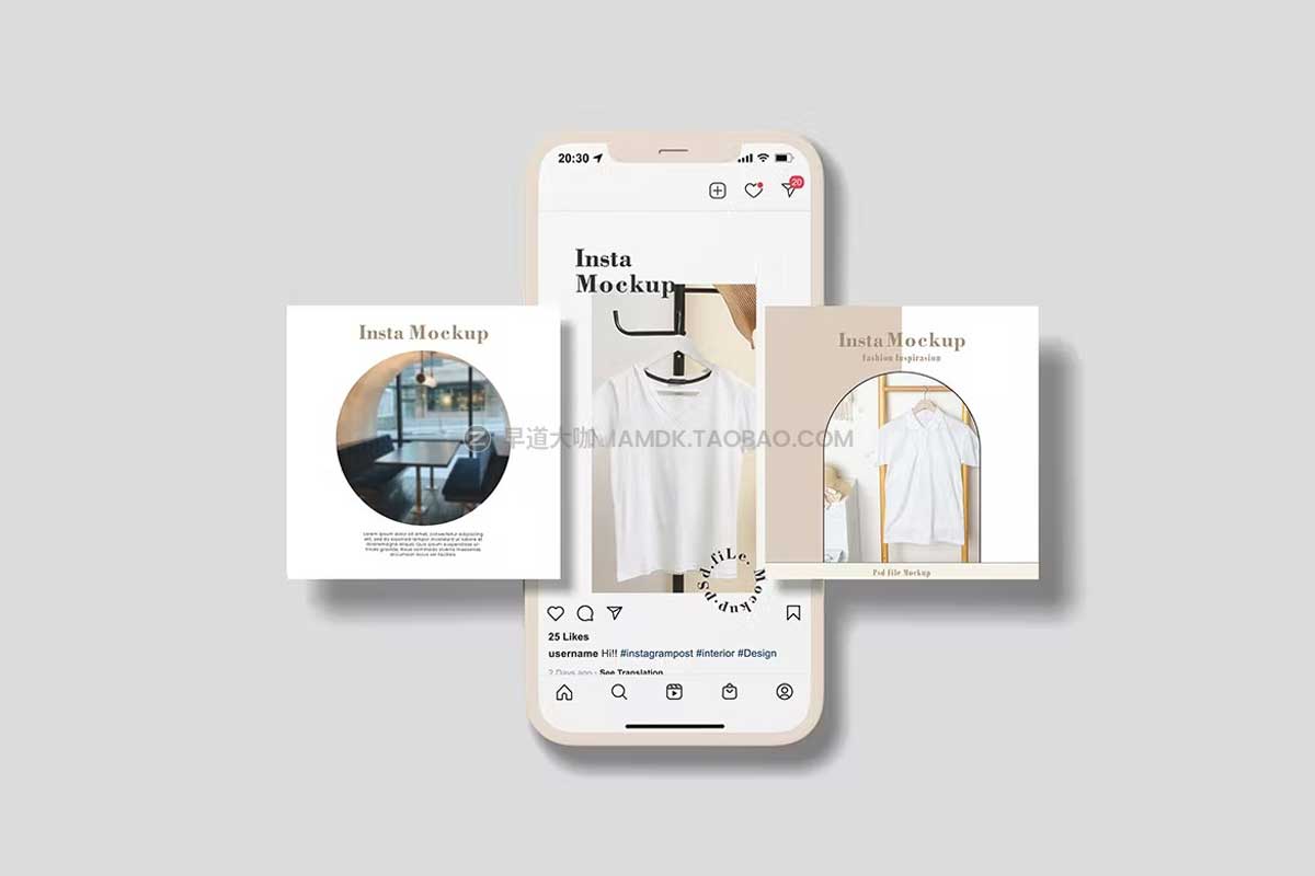 12款极简APP用户界面设计iPhone 14手机屏幕演示样机模板 Insta Stories and Posts Mockup插图4