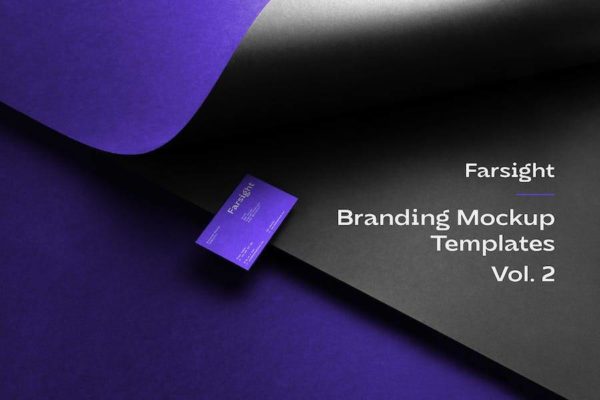 10款暗黑品牌VI设计商务名片卡片设计贴图PS样机效果图模板素材 Farsight Branding Mockups Vol. 1
