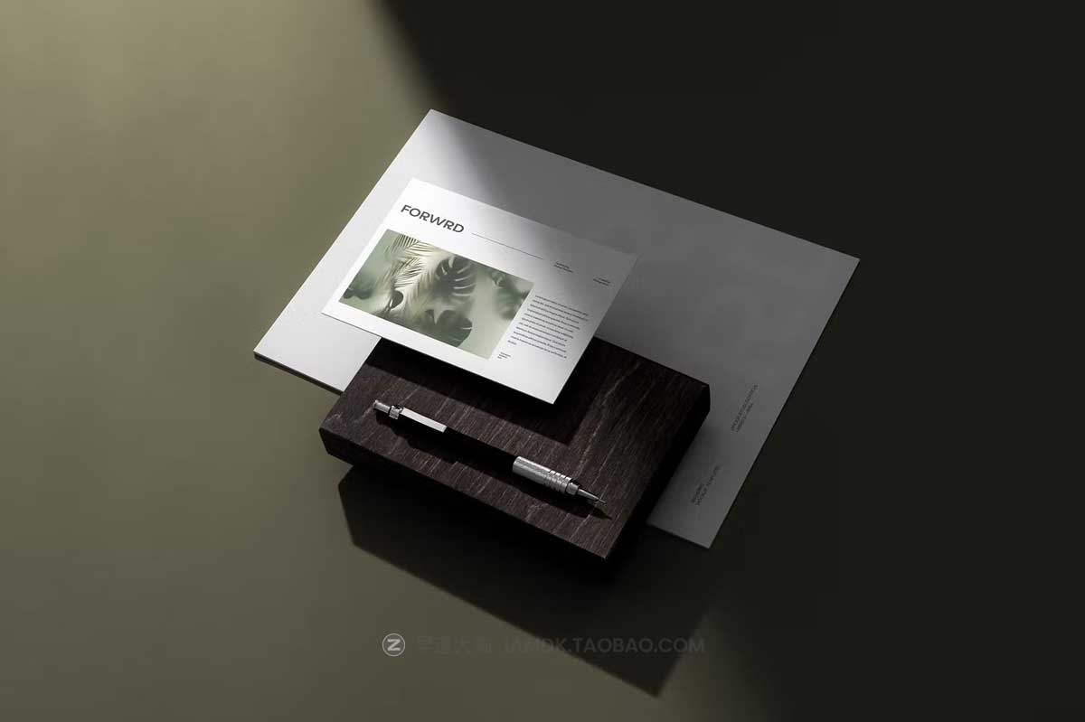 10款时尚A4信纸信封名片笔记本文具VI品牌设计展示Ps贴图样机 Forwrd Branding Mockups Vol. 1插图2