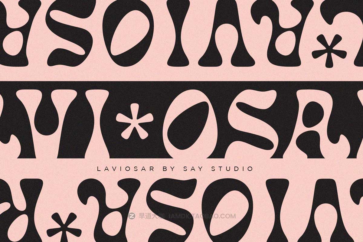 70年代复古迷幻俏皮实验性Y2K风乐队海报logo设计英文字体素材 Laviosar Font插图4