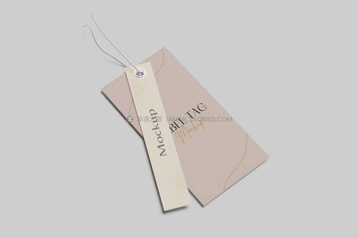 5款逼真服装包包标签吊牌卡片设计展示贴图PSD样机模板素材 Label Tag Mockups插图3