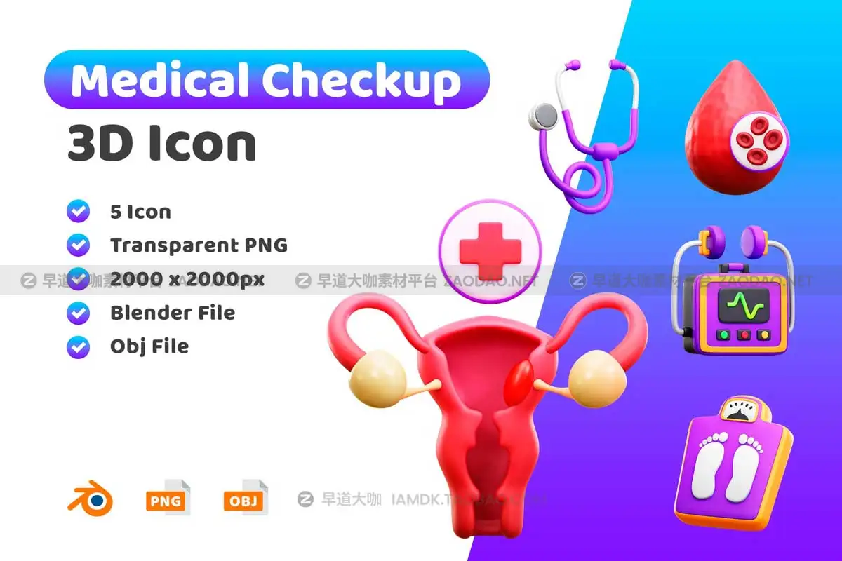 30款卡通医疗医院检查体验检测3D插画图标Icons设计素材 Medical Checkup 3D Illustration Pack插图6