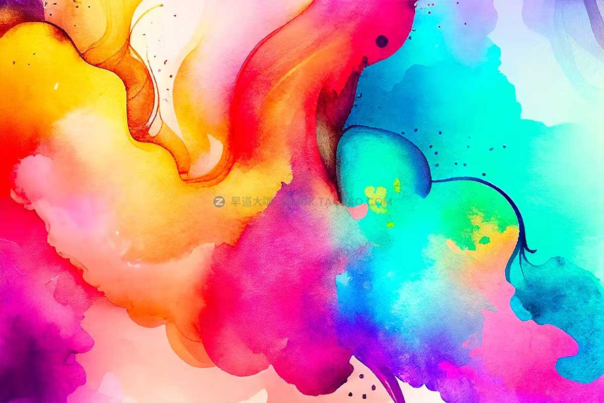 10款多彩油墨水彩抽象数字艺术背景图片设计素材包 Colorful Watercolor Texture Backgrounds插图2