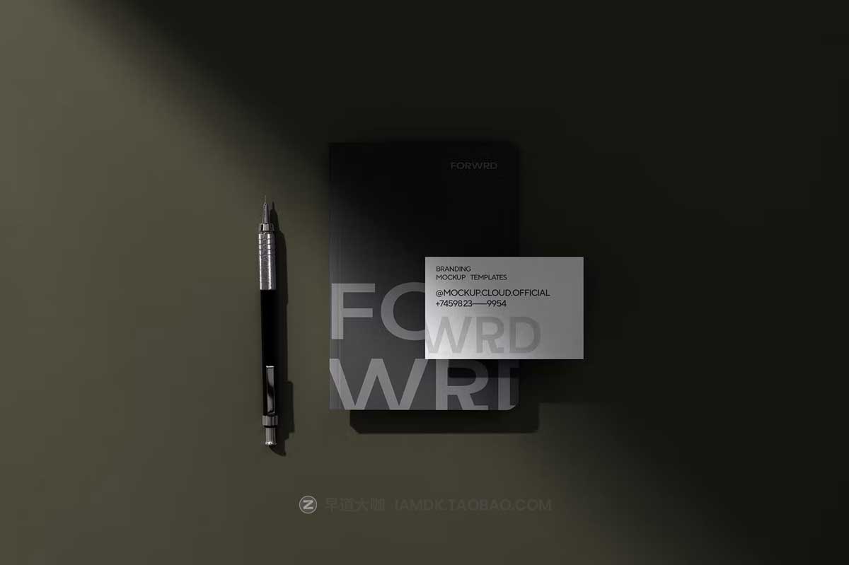 10款时尚A4信纸信封名片笔记本文具VI品牌设计展示Ps贴图样机 Forwrd Branding Mockups Vol. 1插图6