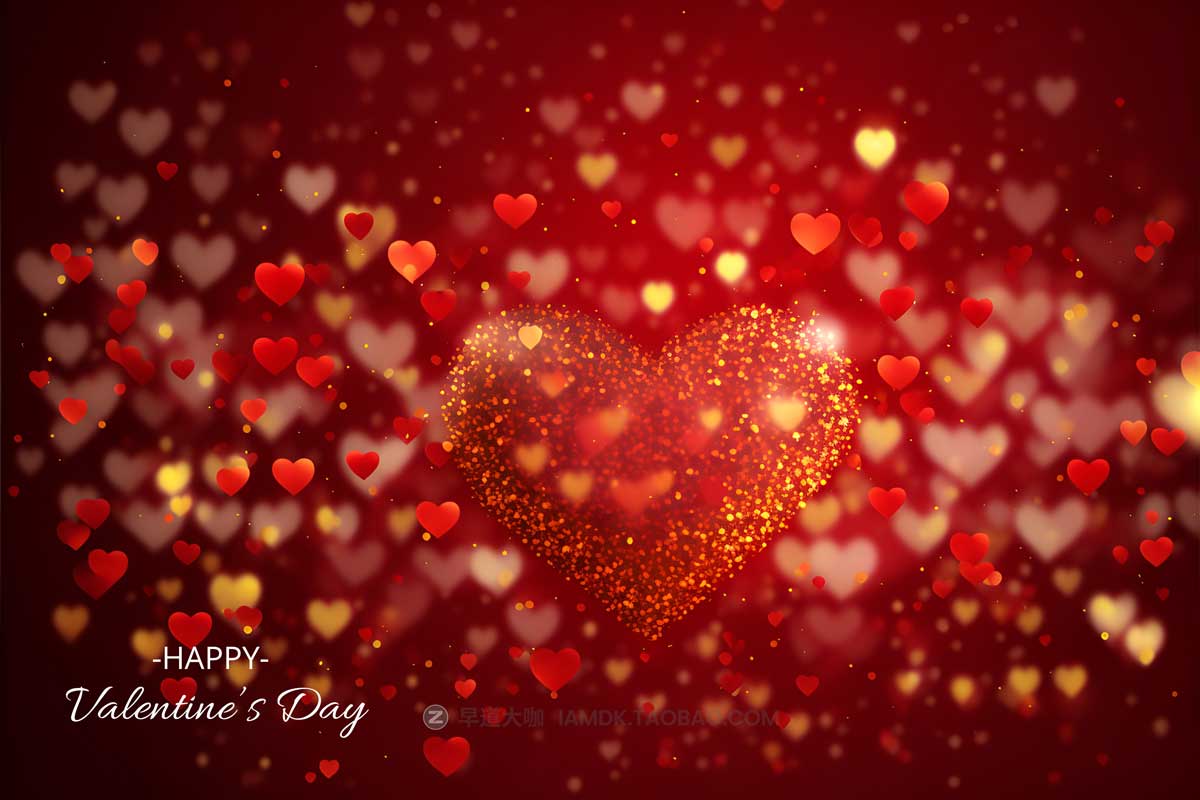 时尚情人节七夕节心形爱心海报设计背景PSD素材包 Valentines Day Party Heart Background插图2