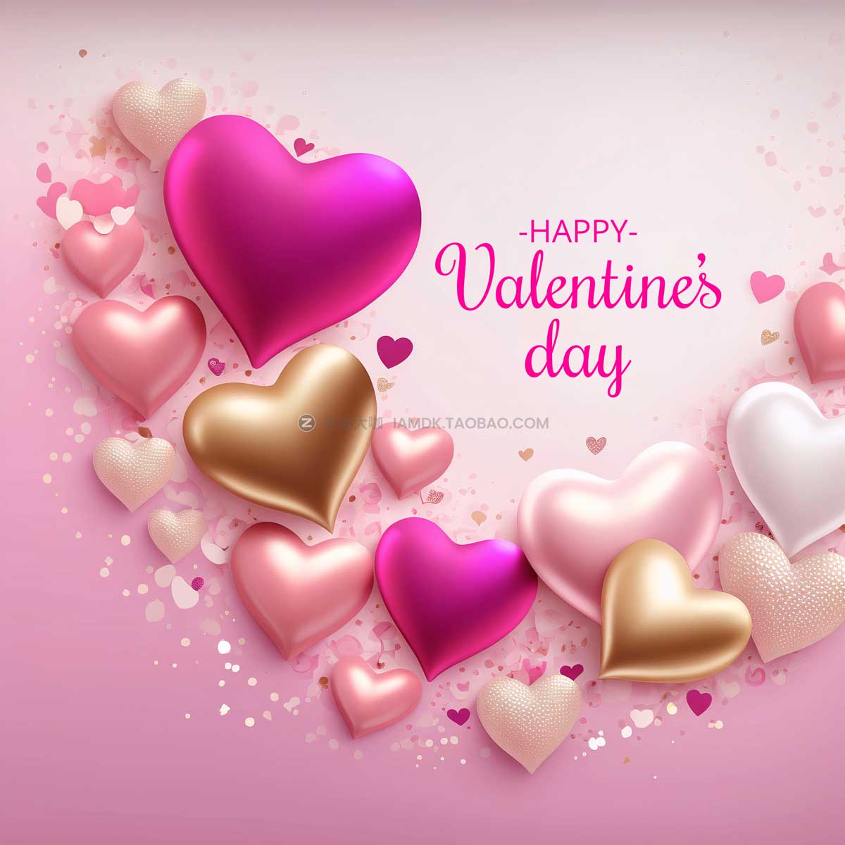 时尚情人节七夕节心形爱心海报设计背景PSD素材包 Valentines Day Party Heart Background插图3
