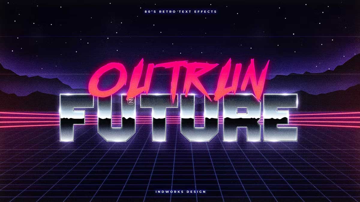 80年复古全息渐变3D立体电影标题字体设计PS样机模板素材 80’s Retro Text Effects Vol.2插图2