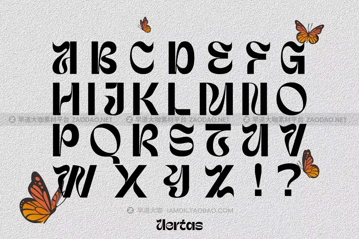 现代复古逆反差酸性品牌logo杂志海报标题设计英文字体下载 UERTAS Font插图3
