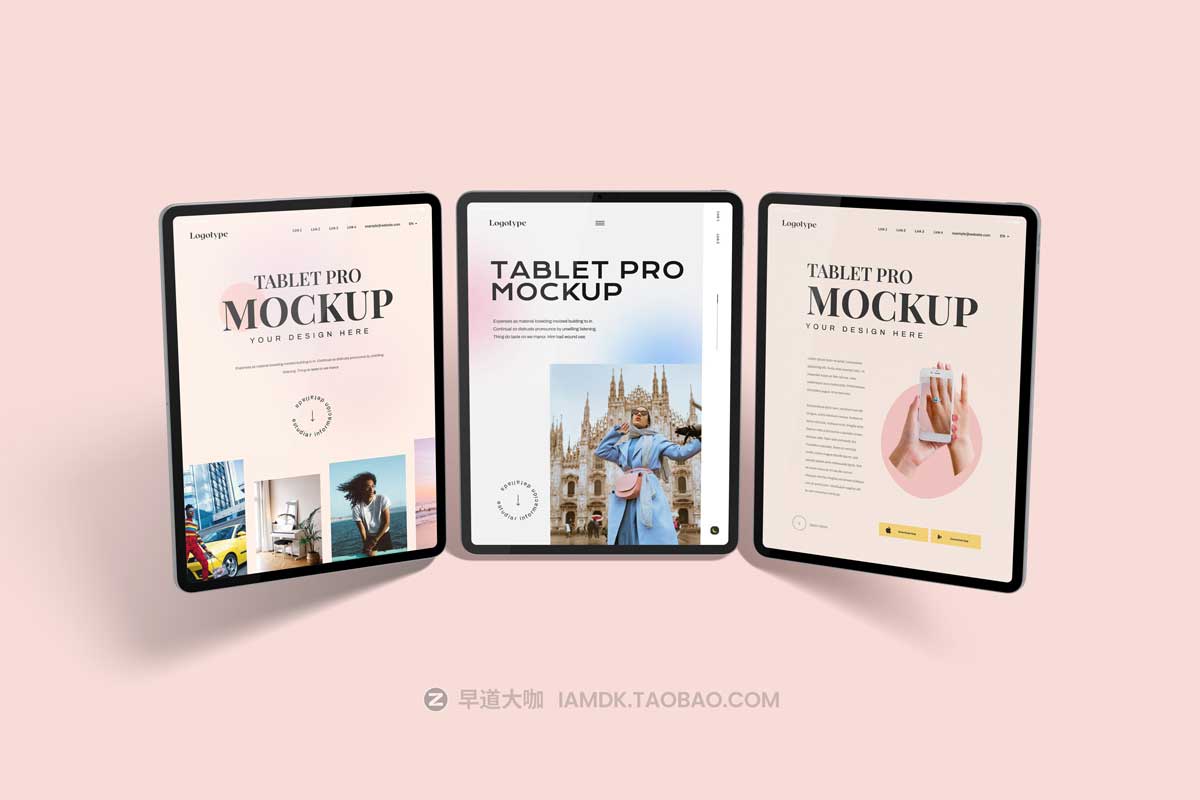 30款逼真苹果iPad平板电脑UI界面APP设计展示PSD样机模板素材 Tablet Pro Mockup插图2