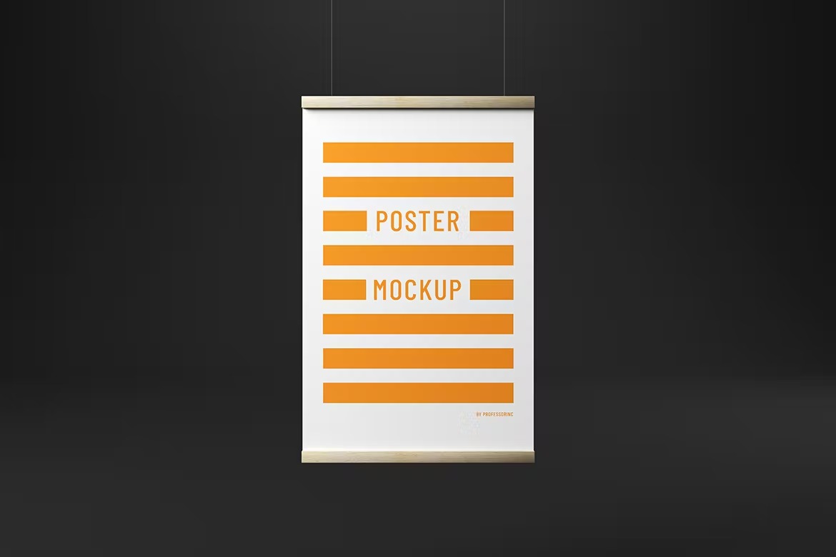 5款时尚逼真展会展厅室内悬挂海报设计展示贴图PSD样机模板合集 Poster / Art Mockup Set插图4