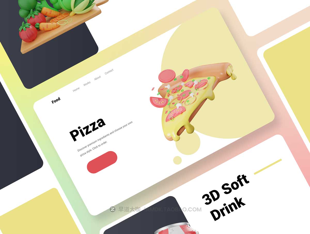 30款食品食物美食膳食3D图标Icons插图插画设计素材包 30 3D Food & Meals Icons Illustration插图5