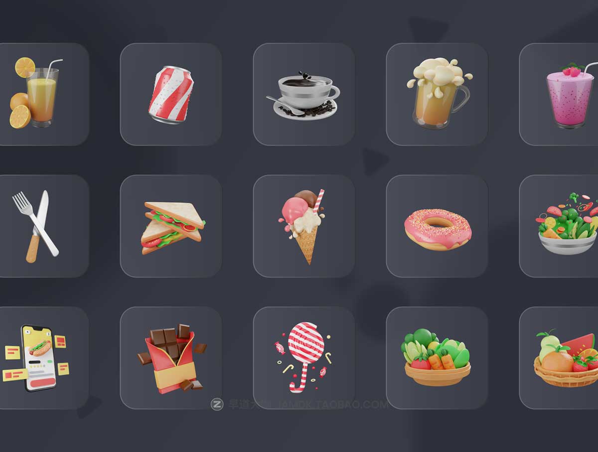 30款食品食物美食膳食3D图标Icons插图插画设计素材包 30 3D Food & Meals Icons Illustration插图7