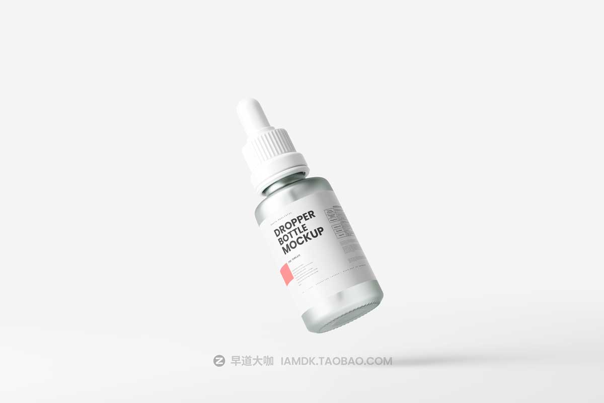 19款磨砂化妆品滴管瓶按压瓶面霜外观贴纸设计PS智能贴图样机模板 Frosted Glass Cosmetic Mockup Bundle插图2