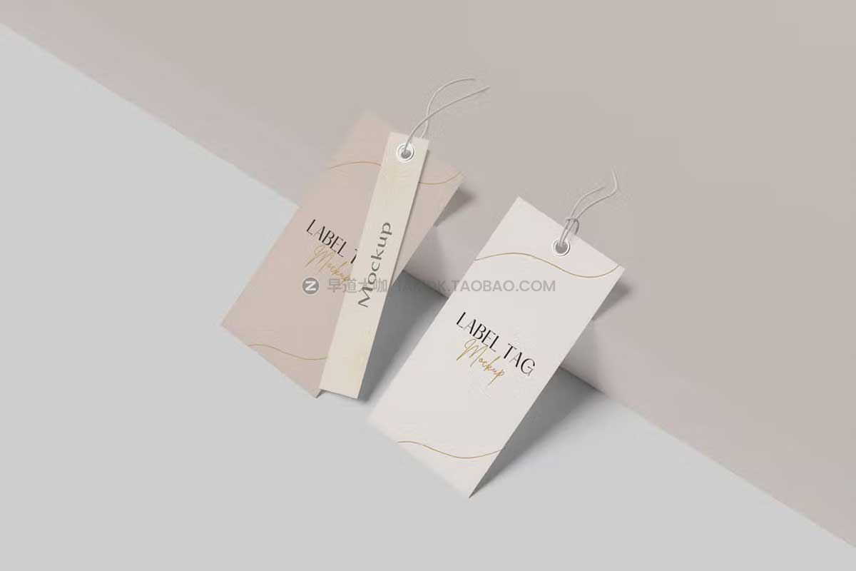 5款逼真服装包包标签吊牌卡片设计展示贴图PSD样机模板素材 Label Tag Mockups插图5