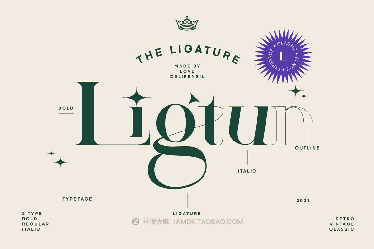现代优雅杂志封面海报标题徽标logo设计PSAI衬线英文字体包 Ligtra – Modern Serif Typeface插图4