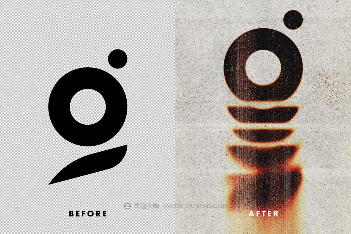 潮流街头复古做旧颗粒叠印怀旧特效logo图形设计ps样机模版 Messy Print Text & Logo Effect插图4