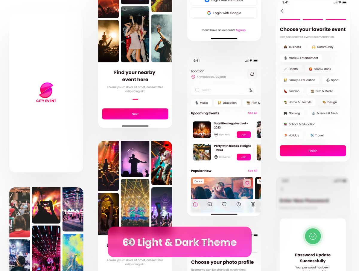 60款创意活动酒店电影票机票在线预订APP应用程序界面设计UI套件 Event Booking App UI Kit插图4