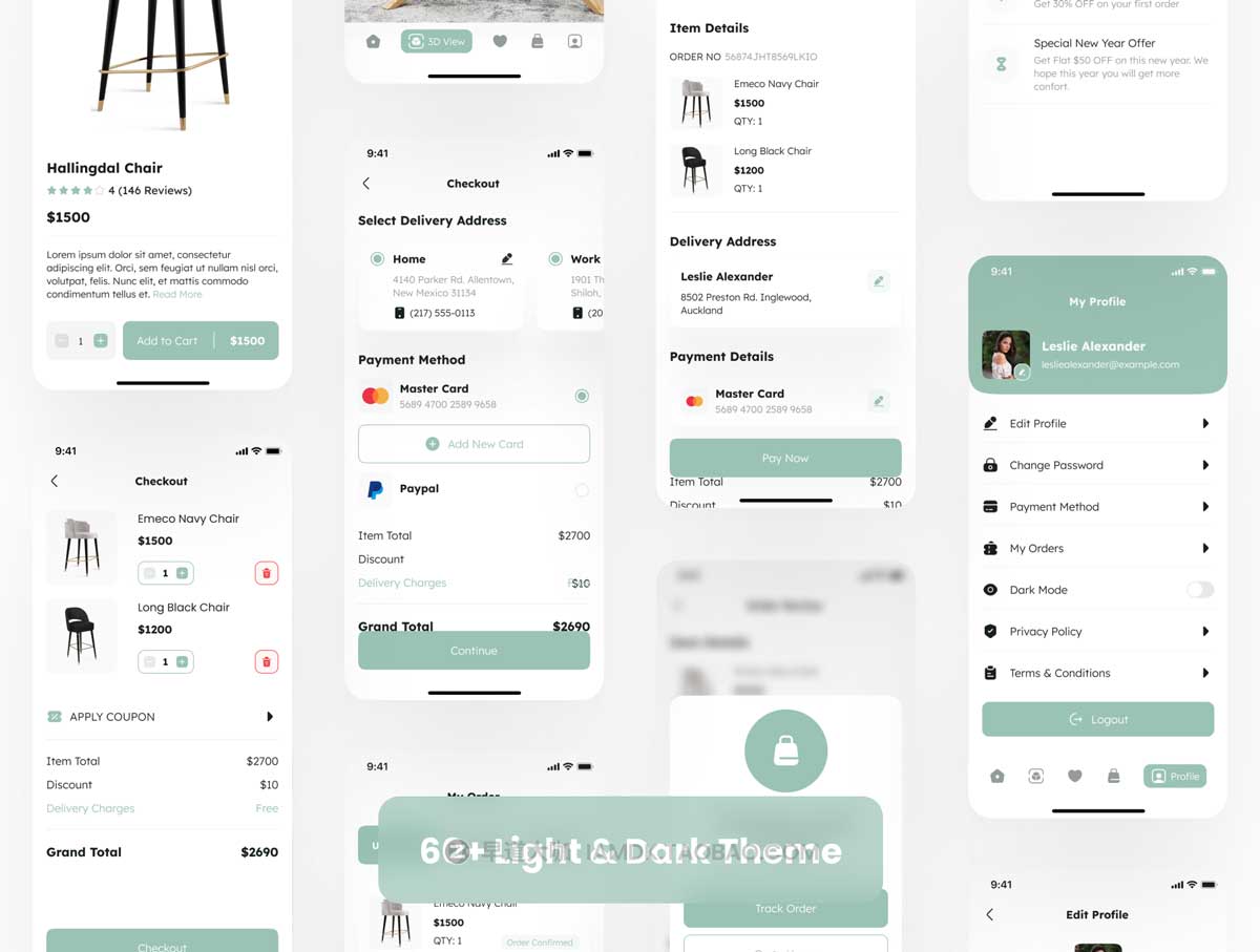 60+高级沙发家具电子商城在线购买APP软件界面设计UI套件 Melta – Ecommerce Furniture App UI Kit插图5 60+高级沙发家具电子商城在线购买APP软件界面设计UI套件 Melta – Ecommerce Furniture App UI Kit插图5