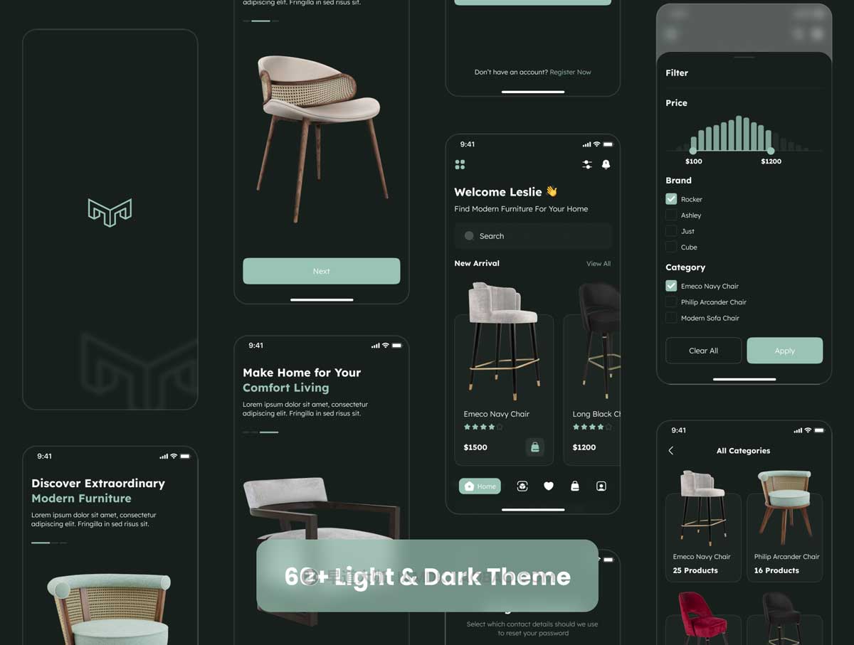 60+高级沙发家具电子商城在线购买APP软件界面设计UI套件 Melta – Ecommerce Furniture App UI Kit插图6 60+高级沙发家具电子商城在线购买APP软件界面设计UI套件 Melta – Ecommerce Furniture App UI Kit插图6