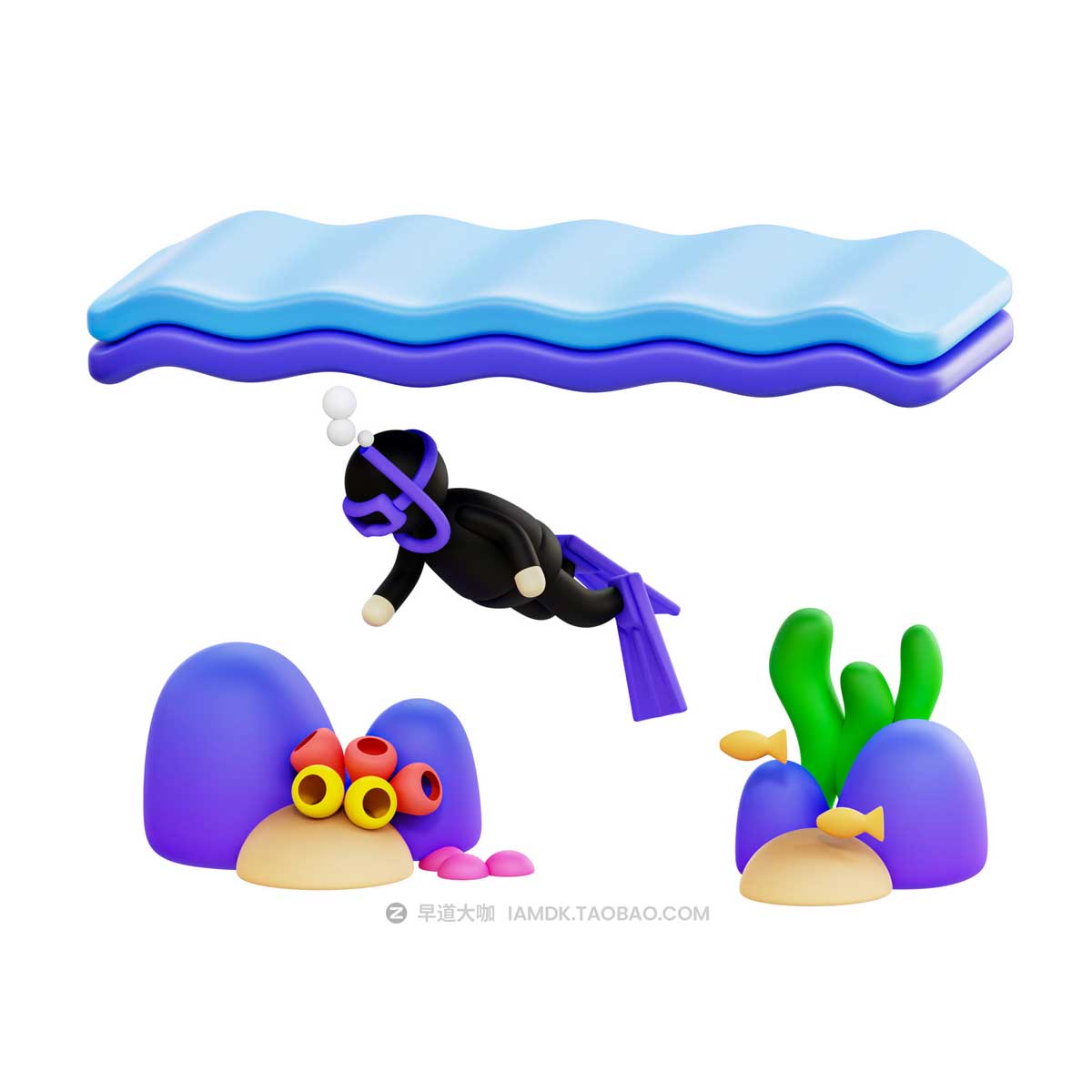 20款卡通有趣夏季度假元素3D手绘插图图标Icons设计素材包 Summer 3D Illustration Pack插图15