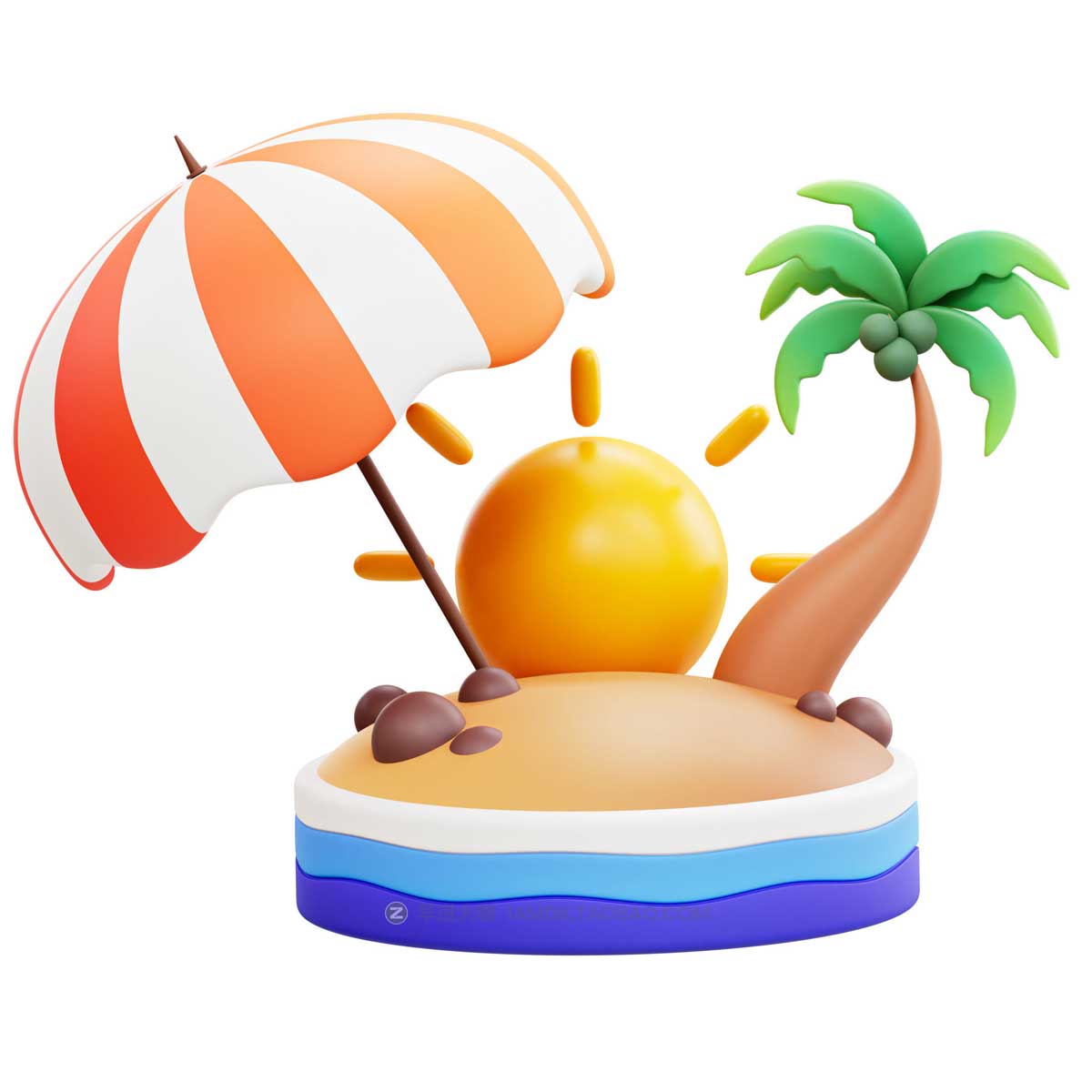 20款卡通有趣夏季度假元素3D手绘插图图标Icons设计素材包 Summer 3D Illustration Pack插图23