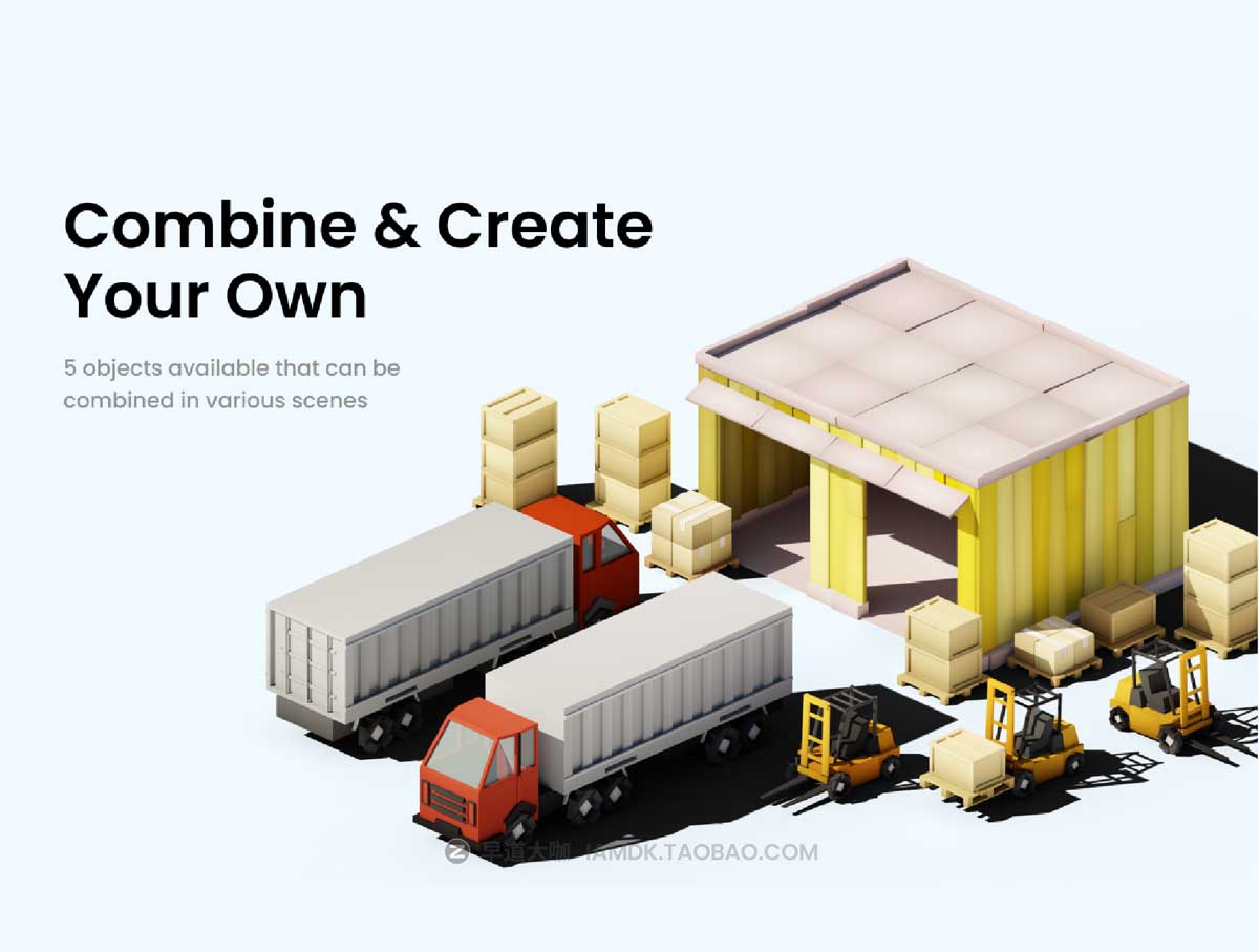 不同场景卡通仓库库房3D插画插图Blender模型设计素材 Warehouse 3D Illustration插图3