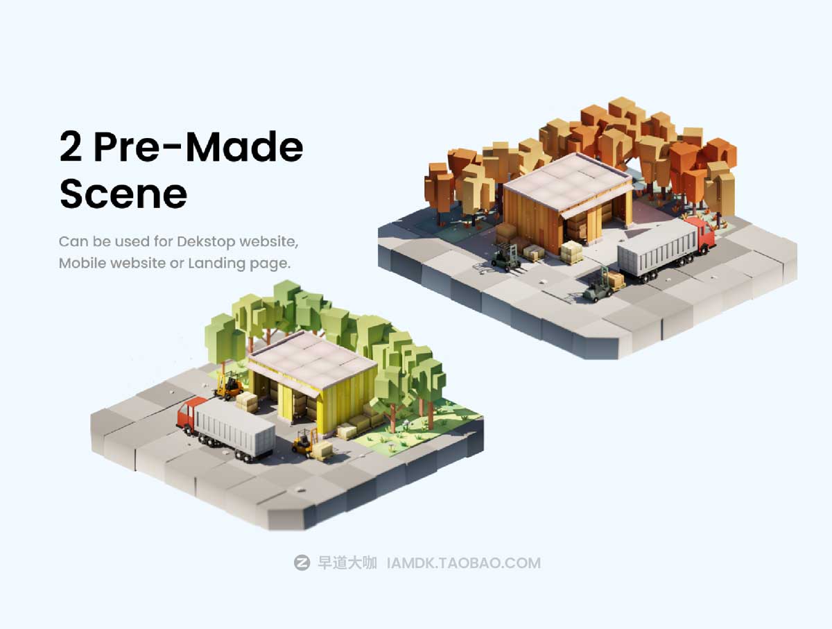 不同场景卡通仓库库房3D插画插图Blender模型设计素材 Warehouse 3D Illustration插图5