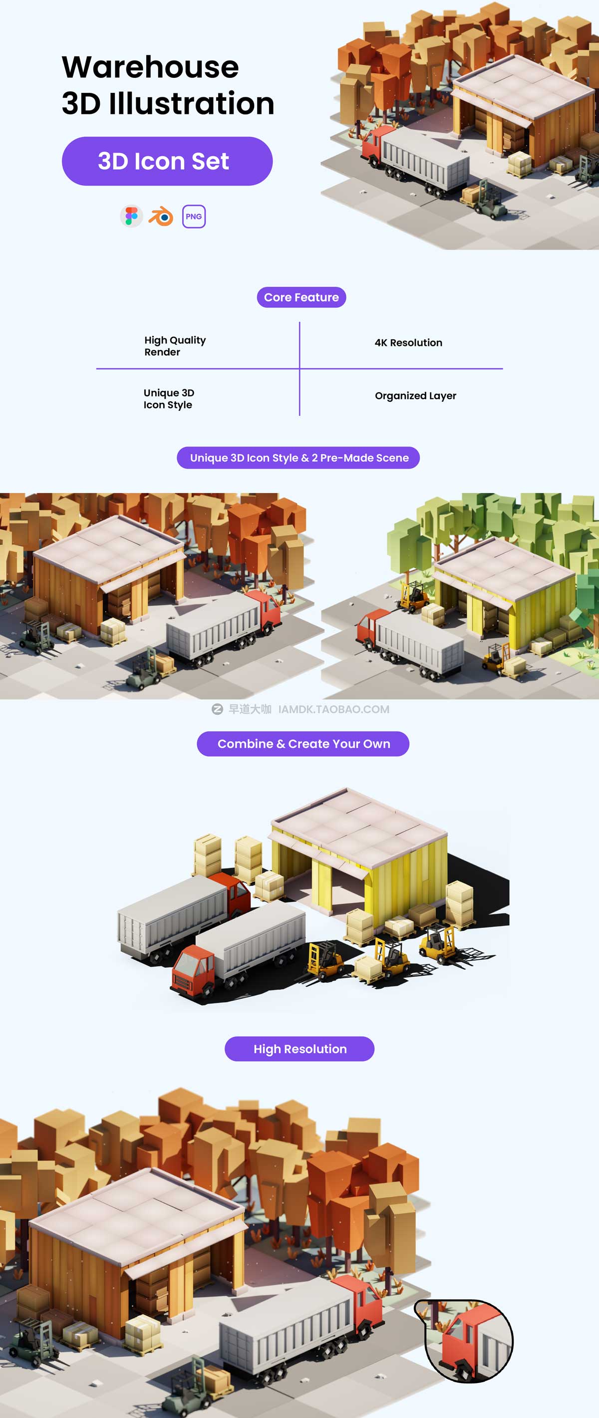 不同场景卡通仓库库房3D插画插图Blender模型设计素材 Warehouse 3D Illustration插图6