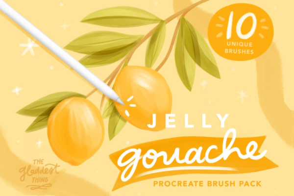 10款独特水粉颜料艺术绘画效果iPad Procreate笔刷设计素材 Jelly Gouache Brush Pack for Procreate