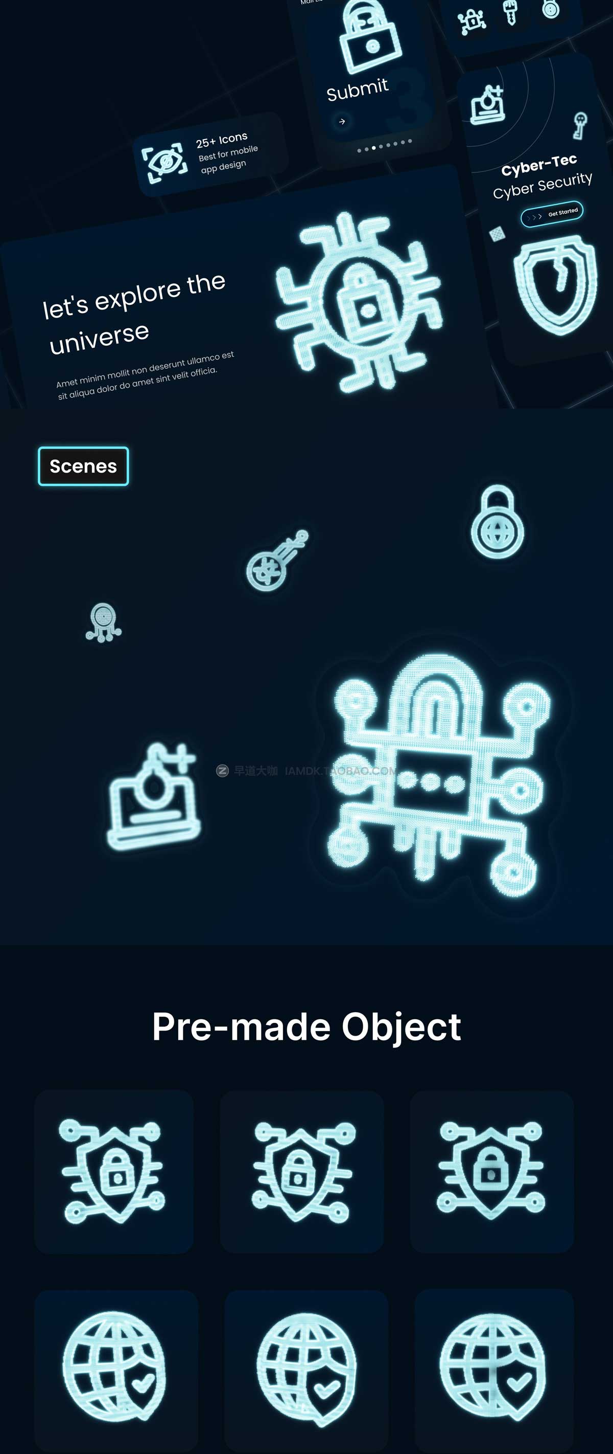 30款像素风网络安全互联网科技3D图标Icons设计素材合集 Cyber-Tec | Cyber Security 3D Icon Pack插图7