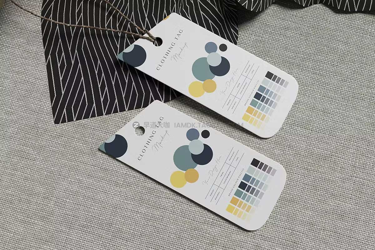 6款时尚服装产品标签吊牌卡片设计效果图展示PS样机模板素材 Clothing Tag Mockup插图1