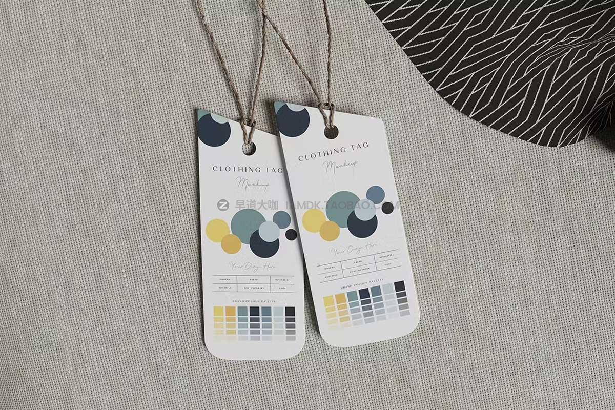6款时尚服装产品标签吊牌卡片设计效果图展示PS样机模板素材 Clothing Tag Mockup插图2