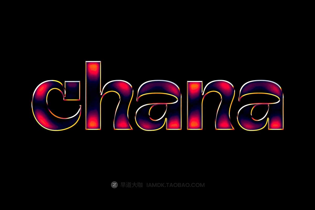 潮流霓虹发光镀铬金属效果Logo标题PS样机滤镜模板素材 Glowing Chrome Effect插图1