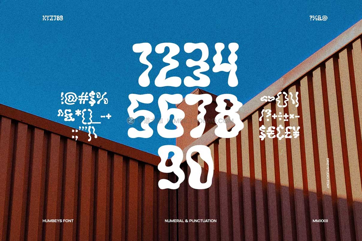 独特酸性实验性歪曲扭曲品牌杂志标题设计英文字体安装包 Humbeys – Rounded Warped Font插图6