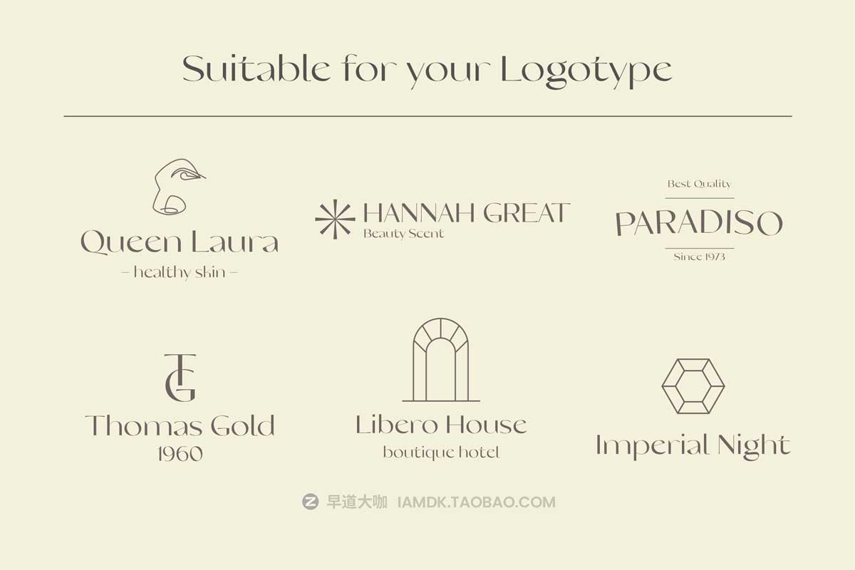 优雅奢华女性化品牌logo书籍封面标题设计无衬线英文字体包 Costigue Luxury Sans插图3