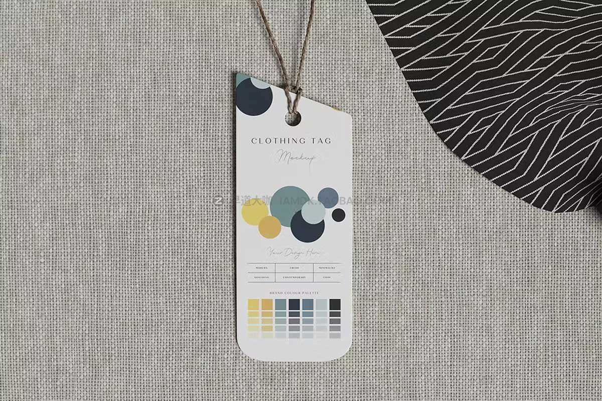 6款时尚服装产品标签吊牌卡片设计效果图展示PS样机模板素材 Clothing Tag Mockup插图4
