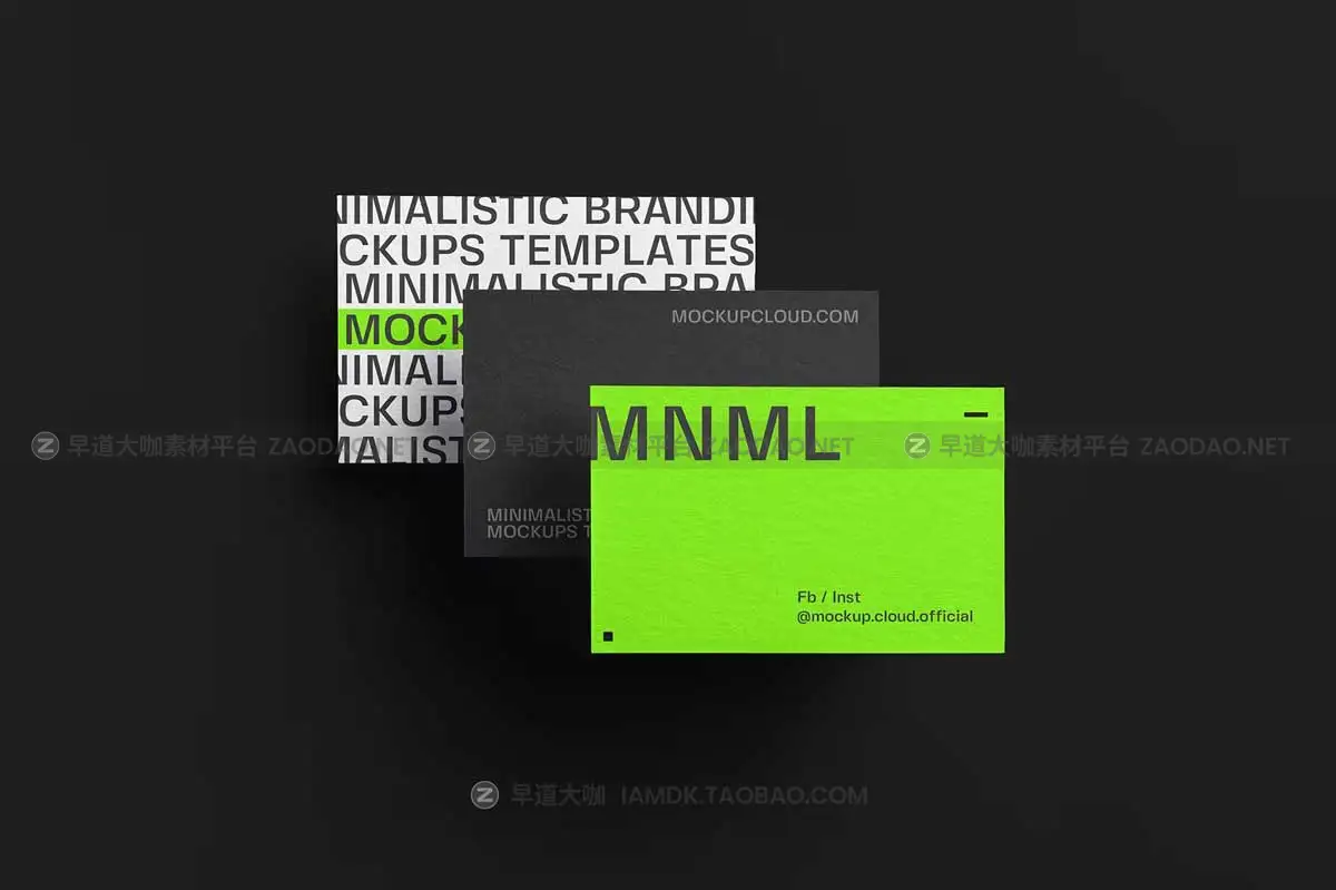 9款时尚简约品牌VI设计商务名片笔记本便签纸设计PS展示贴图样机模板 MNML / Branding Mockups Vol. 2插图1