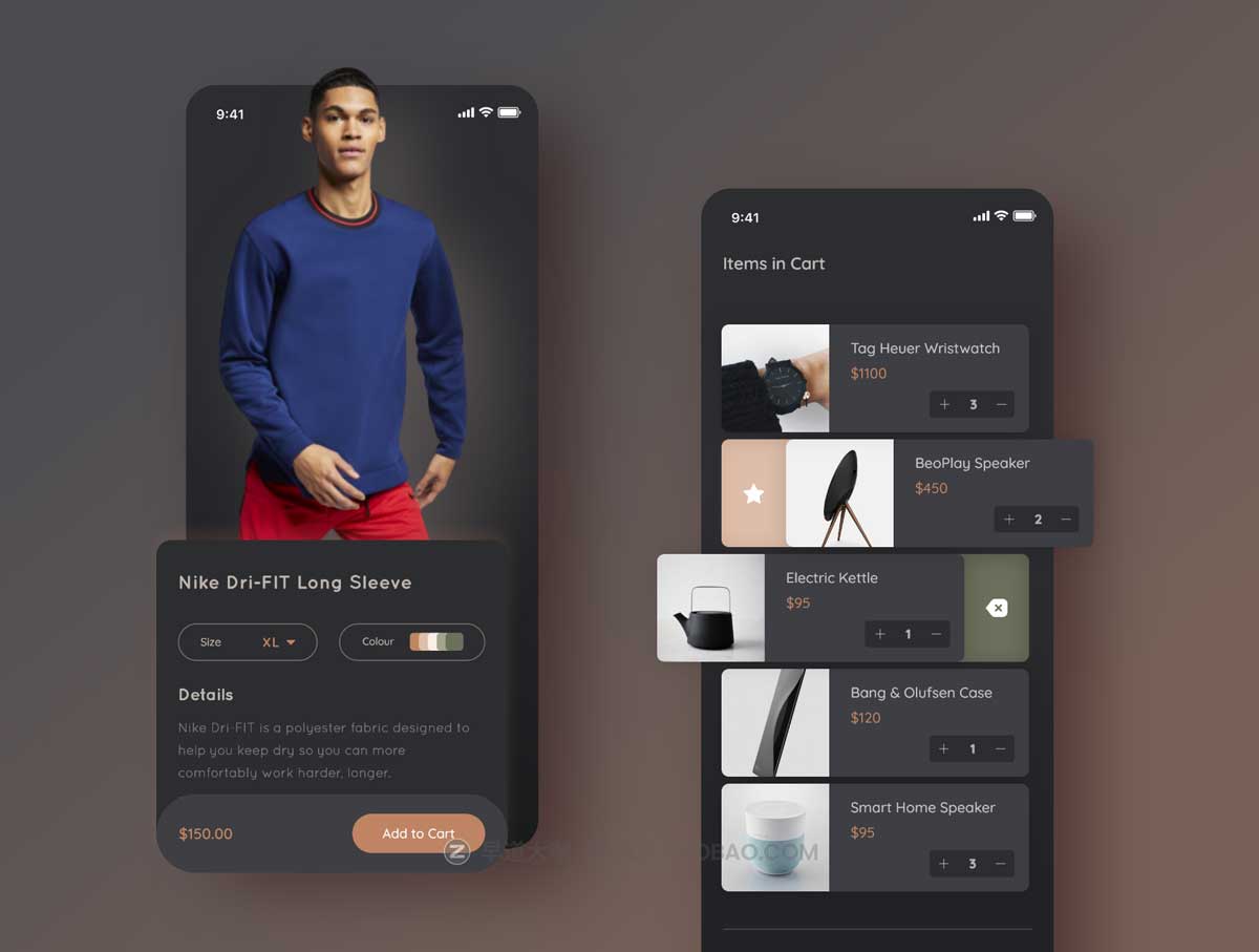 100+屏时尚电子商城在线购物软件APP界面设计UI套件素材包 Online Shopping App插图3