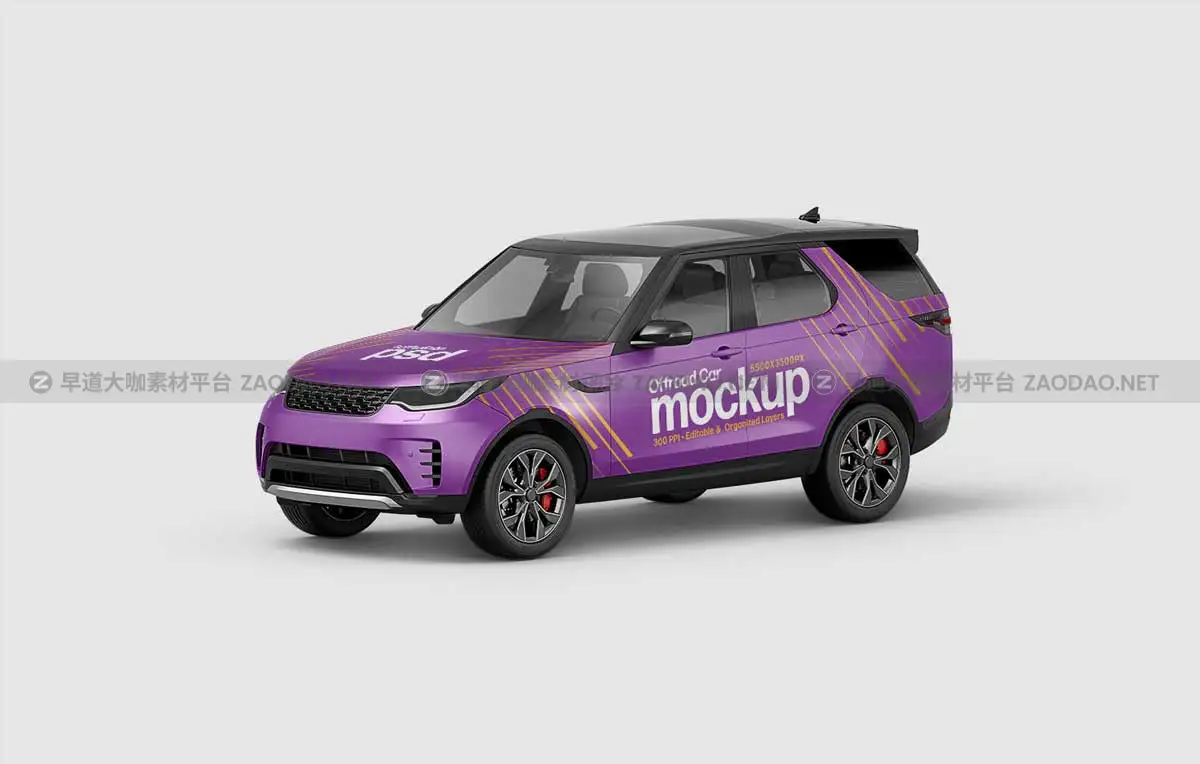 7款时尚SUV越野汽车车身广告牌画面设计PS智能贴图样机模板合集 Cargo Van Mockup Set插图2