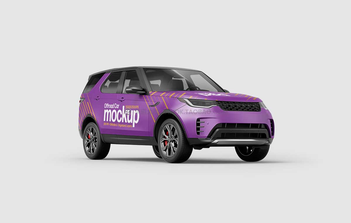 7款时尚SUV越野汽车车身广告牌画面设计PS智能贴图样机模板合集 Cargo Van Mockup Set插图4